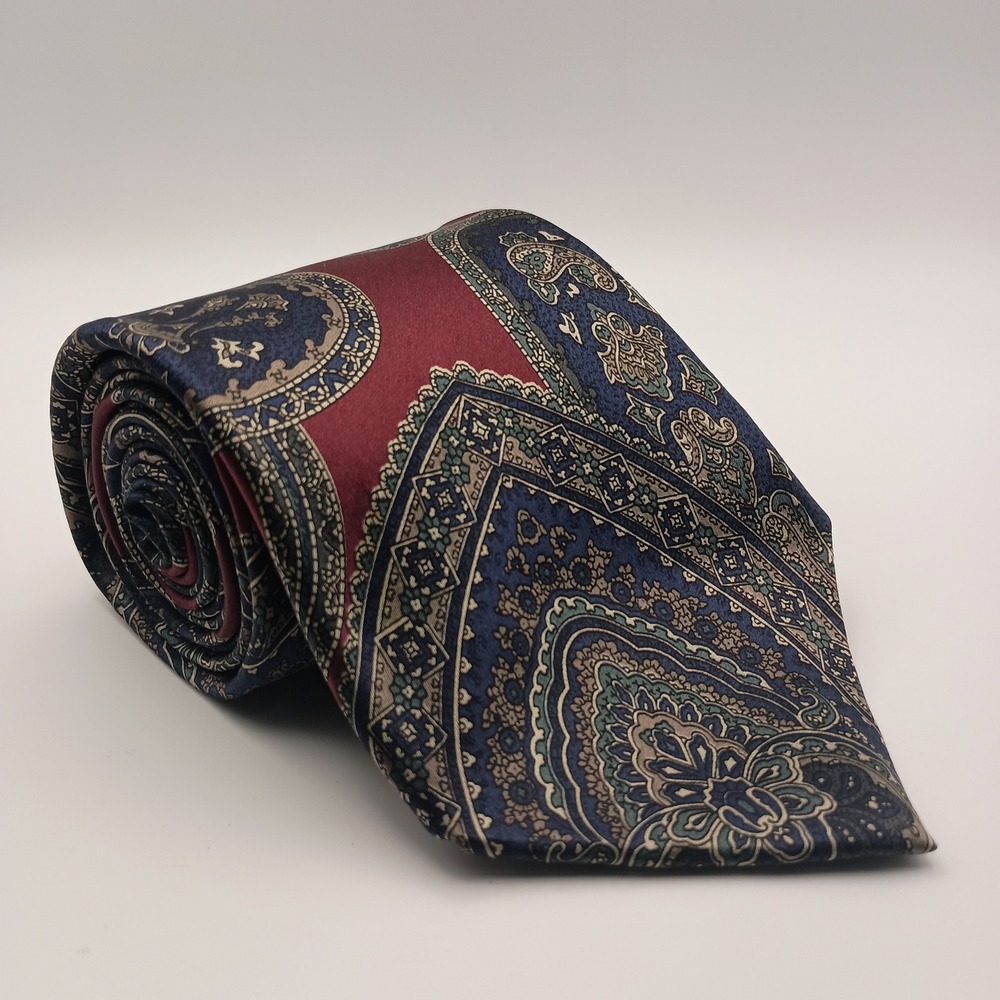 Cambridge Classics OS Mens Burgundy Navy Teal Silk Paisley Necktie Tie